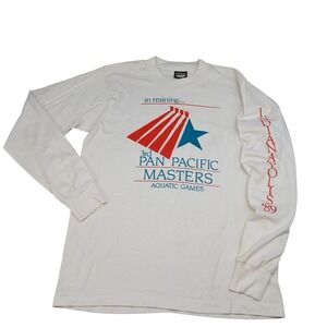 Vintage 1989 Pan Pacific Masters Aquatic‎ Games Long Sleeve Shirt Screen Stars M